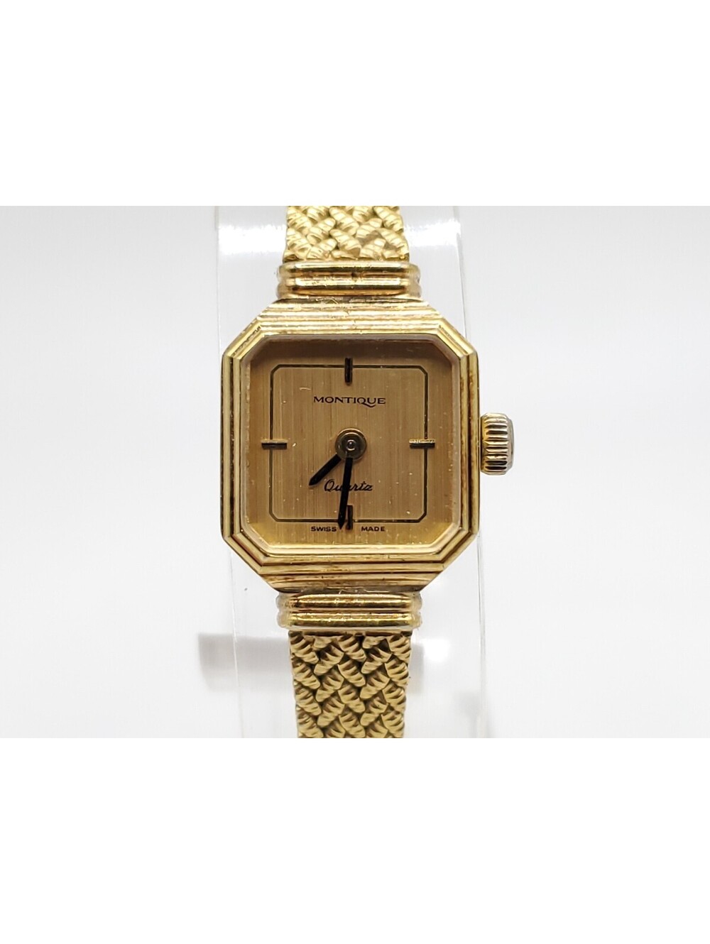 Montique Quartz Womens Watch New Battery Gold Tone Swiss Made 15mm